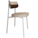 Ver imagem 5 de Kit 02 Cadeiras Estofada para Sala de Jantar Astrid Branco C01 Linho Areia Courino Whisky - Lyam