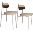 Ver imagem 1 de Kit 02 Cadeiras Estofada para Sala de Jantar Astrid Branco C01 Linho Areia Courino Whisky - Lyam