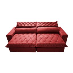 Sofá Retrátil e Reclinável 2.95m Molas Ensacadas Cama inBox Spazus com Bordado 3D Velusoft Vermelho - 5