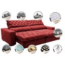Ver imagem 3 de Sofá Retrátil e Reclinável 2.95m Molas Ensacadas Cama inBox Spazus com Bordado 3D Velusoft Vermelho