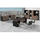 Ver imagem 5 de Mesa Pedestal Presidente Web40 1,92x1,60x0,735M Gaveteiro 3 Gavetas + Vidro Fumê 4mm - Nogal Sev