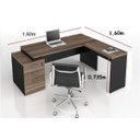Ver imagem 2 de Mesa Diretor Web40 com Vidro 1,92x1,60 Tampo 40mm + Gaveteiro (2 Gavetas e 1 Gaveta de Arquivo) Am