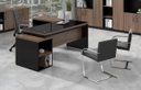 Ver imagem 1 de Mesa Diretor Web40 com Vidro 1,92x1,60 Tampo 40mm + Gaveteiro (2 Gavetas e 1 Gaveta de Arquivo) Am