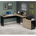 Ver imagem 1 de Mesa para Escritório Web30 1,20x2,32 com Armário de 1 Porta e 3 Gavetas (1 Pasta de Arquivo) - Cal