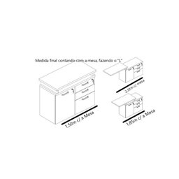 Mesa Escritório em L Web30 1,35M com Armário Baixo de 1 Porta e 3 Gavetas (1 Pasta para Arquivo) - 4