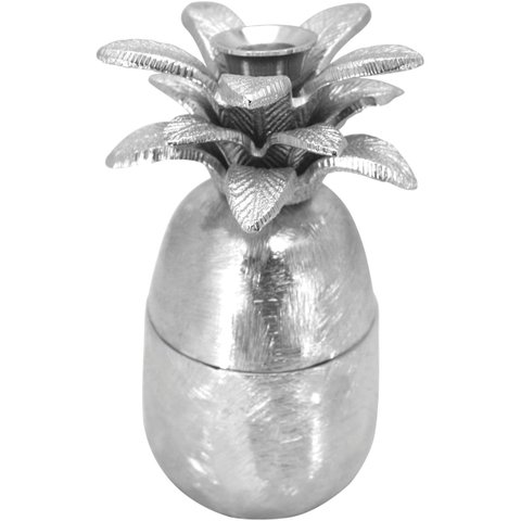 HOME&CO NEROLY CASTIÇAL 20x10x10cm METAL PRATA ABACAXI