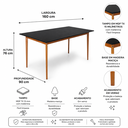 Ver imagem 3 de Mesa de Jantar 8 Lugares Retangular 160x90 em Madeira em MDF Liz Preta