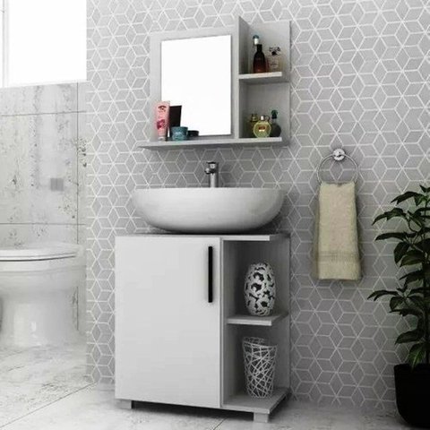 Gabinete Pia Coluna Luxo 1 Porta e Prateleira Lateral Ecoplan Gb-2 - Ecoplanejados