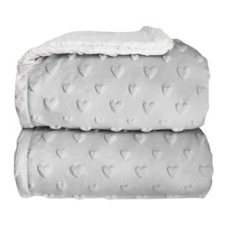 Cobertor Plush com Sherpa Hearts Cinza Laco com . de Art. de Cama Mesa e Banho - 1
