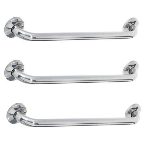 Alça de Apoio Barra 40cm Kit 3 Unidades Inox Cadeirante Deficiente Idoso Acessibilidade Banheiro