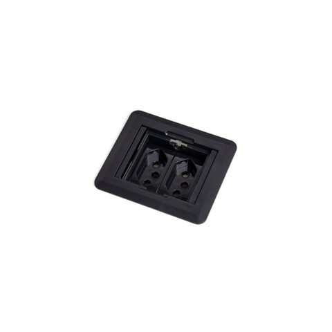 Caixa de Tomada Embutir Mesa 2 Tomadas Flex Tampa Retrátil Preto