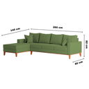 Ver imagem 5 de Sofá 4 Lugares Beny com Chaise Esquerdo Linho Verde Oliva