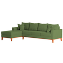 Ver imagem 4 de Sofá 4 Lugares Beny com Chaise Esquerdo Linho Verde Oliva
