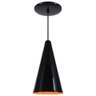 Pendente Cone Luminária Lustre Preto Brilhante C/ Laranja - 1