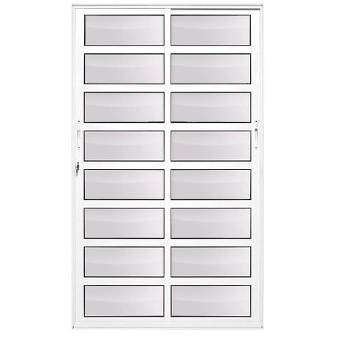 Porta de Correr Alumínio Branco Travessa 02 Folhas Maxx - 210x160 - Esquerda