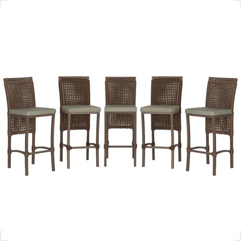5 Banqueta em Alumínio Roma Marrom Corda Náutica Tecido 8