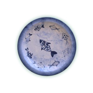 Prato Sobremesa Tramontina Peixes em Porcelana Decorada 21 cm