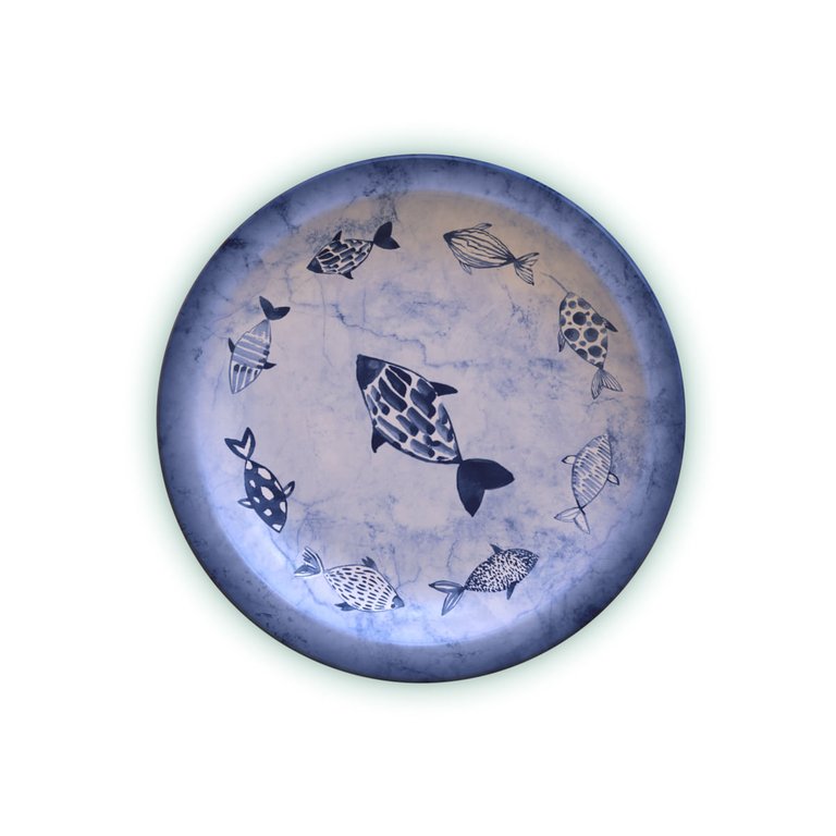 Prato Sobremesa Tramontina Peixes em Porcelana Decorada 21 cm Prato Sobremesa Tramontina Peixes em Porcelana Decorada 21 cm