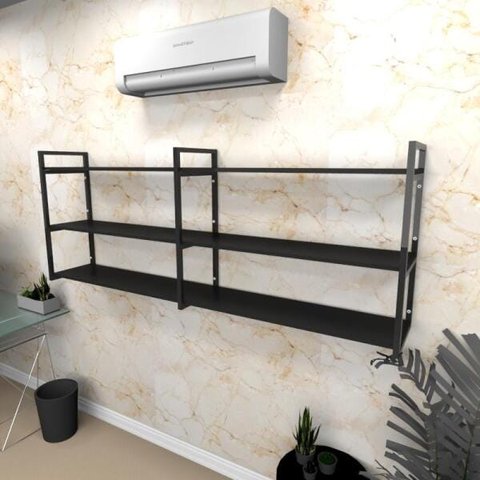 Estante industrial escritório aço cor preto 180x30x68cm (C)x(L)x(A) modelo ind32