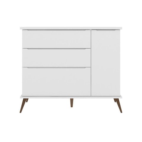 Cômoda Infantil Tina 3 Gavetas MDF Puxador Cava Branco Sallar Home