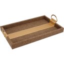 Ver imagem 3 de Jogo 2 Bandejas Decorativa para Servir Retangular Home&co com Alças em Metal Dourado Mdf Marrom
