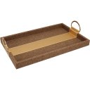 Ver imagem 2 de Jogo 2 Bandejas Decorativa para Servir Retangular Home&co com Alças em Metal Dourado Mdf Marrom