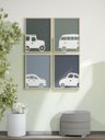 Ver imagem 1 de Kit 4 Quadros Decorativos Infantil Carros Azul e Branco No1