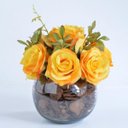 Ver imagem 1 de Arranjo de Rosas Artificiais Amarelas em Vaso de Vidro Bia