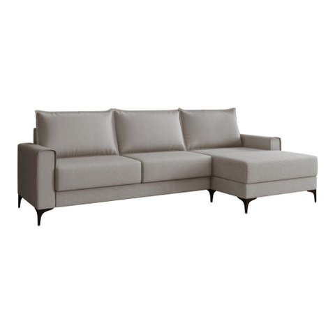 Sofá 3 Lugares 270cm com Chaise e Pés Metálicos Multimóveis Cr45343 Bege