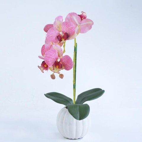 Arranjo de Orquídea Artificial Rosa em Cachepô Gabi