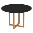 Ver imagem 1 de Mesa de Reunião Redonda P25 Pandin 110 Cm (largura) Tampo Mdp Preto Pé Aço Tubular Laranja