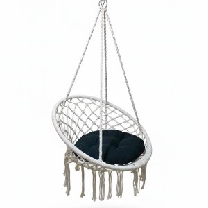 Rede Cadeira Balanço Suspensa Algodao Teto Confortavel Casa Varanda Quintal Jardim Terraço Sacada Ar