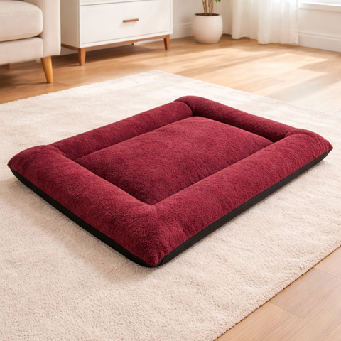 Cama Pet Cachorro e Gato Caminha Microfibra Macia com Bordas 66x54x8 cm, Vinho