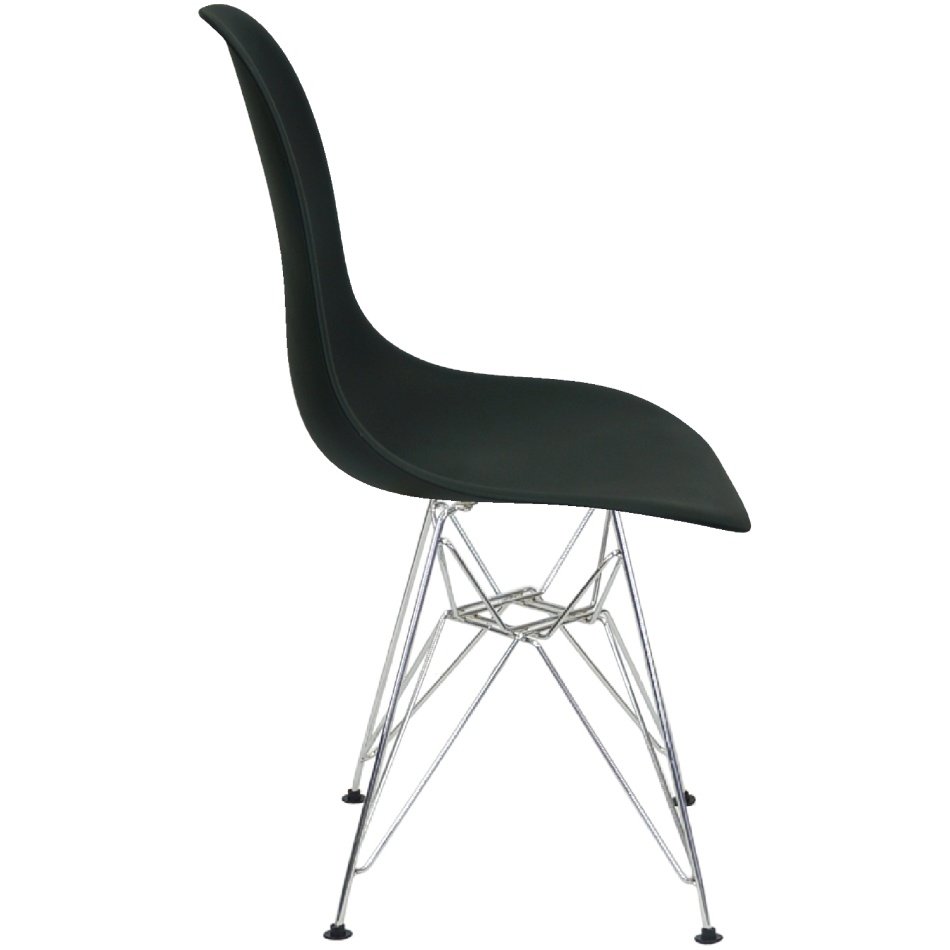 Kit 4 Cadeiras Charles Eames Eiffel Base Metal Cromado Preta - 2