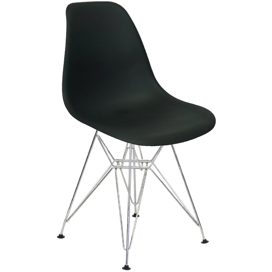 Kit 4 Cadeiras Charles Eames Eiffel Base Metal Cromado Preta - 5