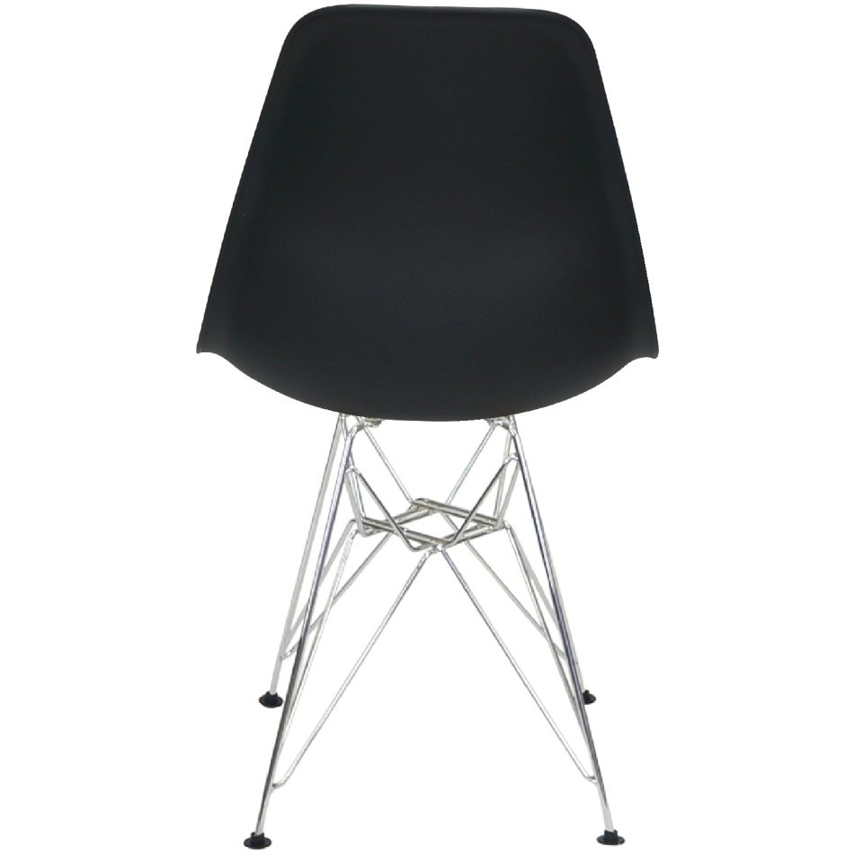 Kit 4 Cadeiras Charles Eames Eiffel Base Metal Cromado Preta - 4