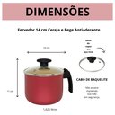 Ver imagem 2 de Canecão Caneco Leiteira Fervedor com Tampa de Vidro Antiaderente Teflon no 14 - 1,6 L Cereja e Bege