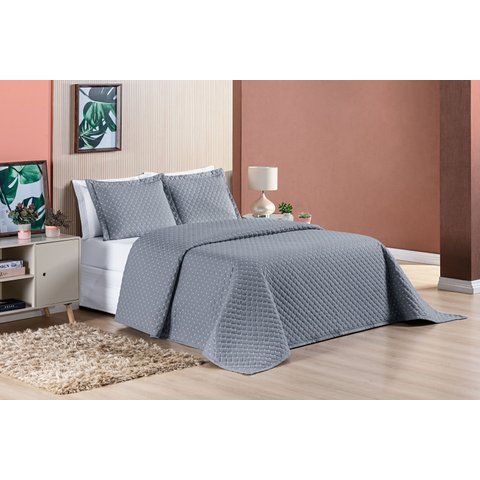 cobre leito king size matelado dupla face micropercal 200 fios estampado prata