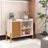 Aparador Armario Buffet Cozinha Balção Compacto Multiuso com Porta Organizador - Off White/cedro - 1