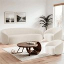Ver imagem 1 de Sofá Amore 3 Lugares Fixo 200cm Bege Bouclé com 2 Poltronas Mabe Magazine