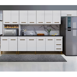 Cozinha Completa Atenas 14 Portas 3 Gavetas Kaiki Móveis - Branco - 1