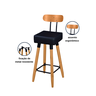 Kit 2 Banquetas Alta com Encosto Ergonômica para Cozinha Pés Madeira Quadrada - 2