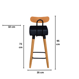 Kit 2 Banquetas Alta com Encosto Ergonômica para Cozinha Pés Madeira Quadrada - 3
