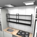 Ver imagem 1 de Prateleira Industrial para Cozinha - Aço Preto - 180x30x68cm - Modelo Ind32