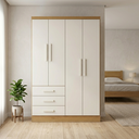 Ver imagem 2 de Guarda Roupa Casal Master 4 Portas 3 Gavetas Cinamomo Off White Formimóveis