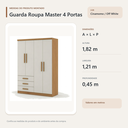 Ver imagem 4 de Guarda Roupa Casal Master 4 Portas 3 Gavetas Cinamomo Off White Formimóveis