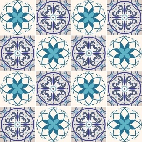 Kit com 2 Adesivos Azulejo Português - 2 Desenhos - Modelo H