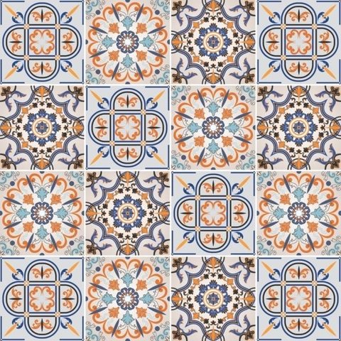 Kit com 2 Adesivos Azulejo Português - 3 Desenhos - Modelo C