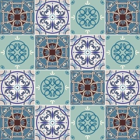 Kit com 2 Adesivos Azulejo Português - 3 Desenhos - Modelo F
