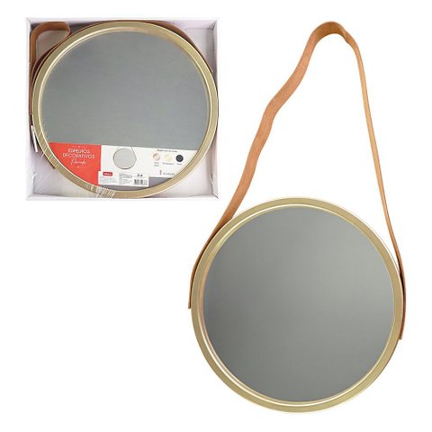 Espelho Decorativo Moderno Pequeno Redondo 33cm Champagne